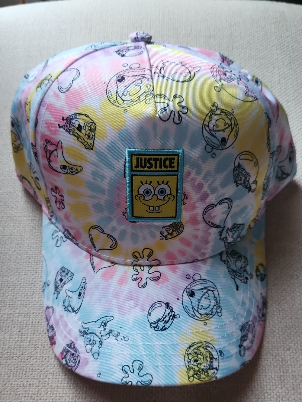 Justice SpongeBob Tie-Dye Baseball Cap - Pink, Yellow, Blue